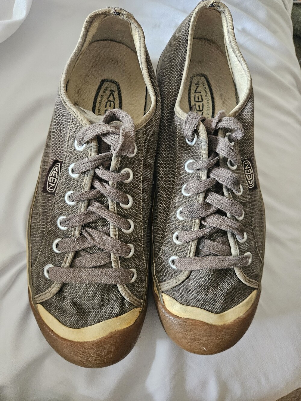 Keen Brown/ Light Army Green Canvas Lace-Up Sneakers